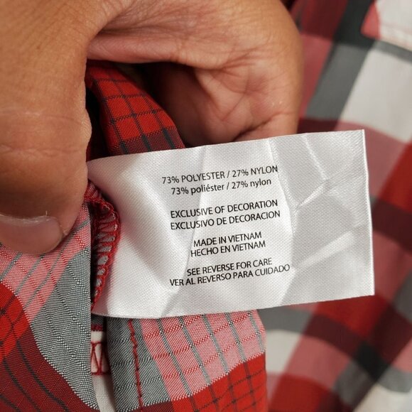 Orvis Plaid Flannel Shirt Short Sleeve Button Down Collar Pockets Mens Large - Picture 6 of 10